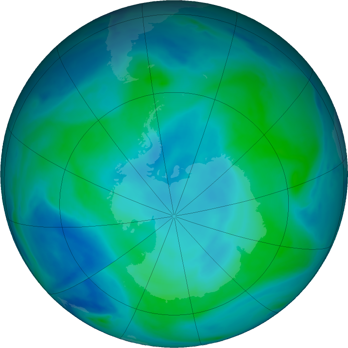 Antarctic ozone map for 05 February 2023